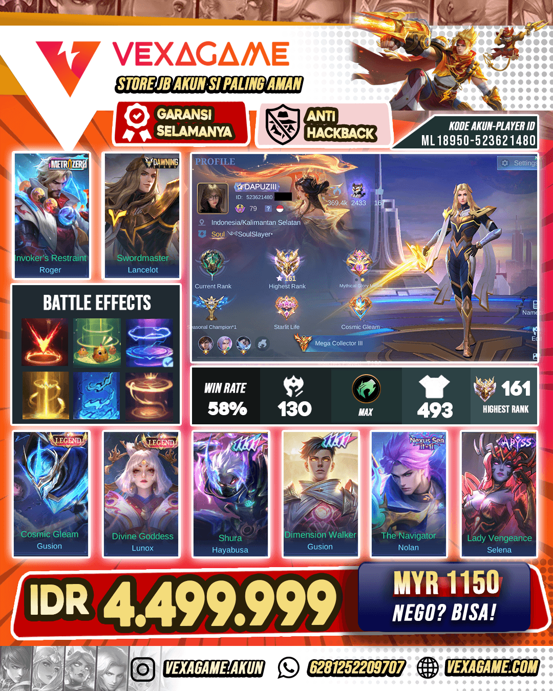 Akun Sultan | 2 Recall tas - Tas | Ex Immortal