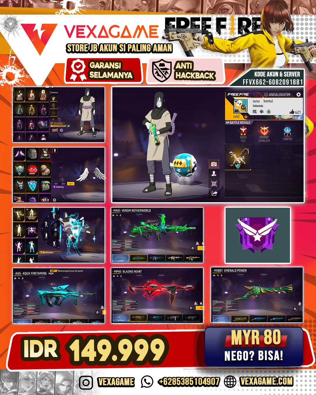 Orochimaru Bundle | Sg Terompet |  MP40 Blazing Heart | AUG Aqua Firetaming