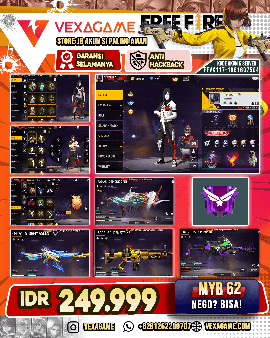 FAMAS Demonic Grin Lv 6 | Bundle Jiraiya X Orochimaru | Backpack Sayap 2 | Vault 100+