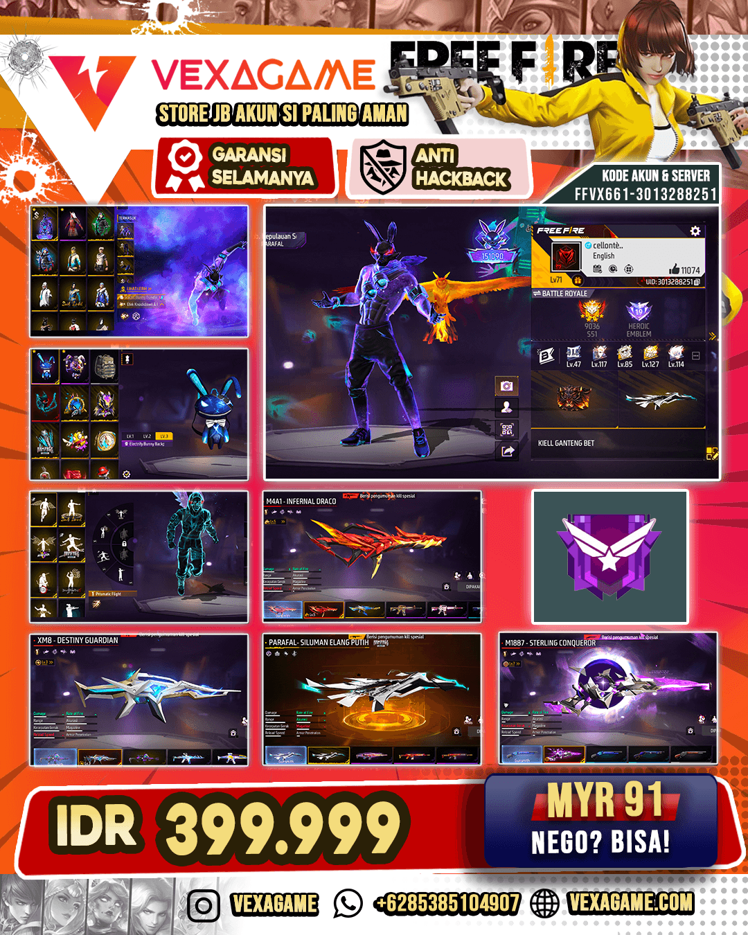 Galactic Bunny Bundle | Bunny Backpack | M4A1 Infernal Draco Lv 5 | XM8 Desriny Guardian Lv 3 | P90 Gilded Corrosion Lv 2 | M1887 Sterling Connqueror Lv 7