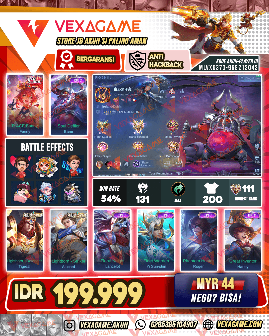 Bane Epic X Fanny P ACE | Ex Immortal | Emblem MAX & Hero MAX
