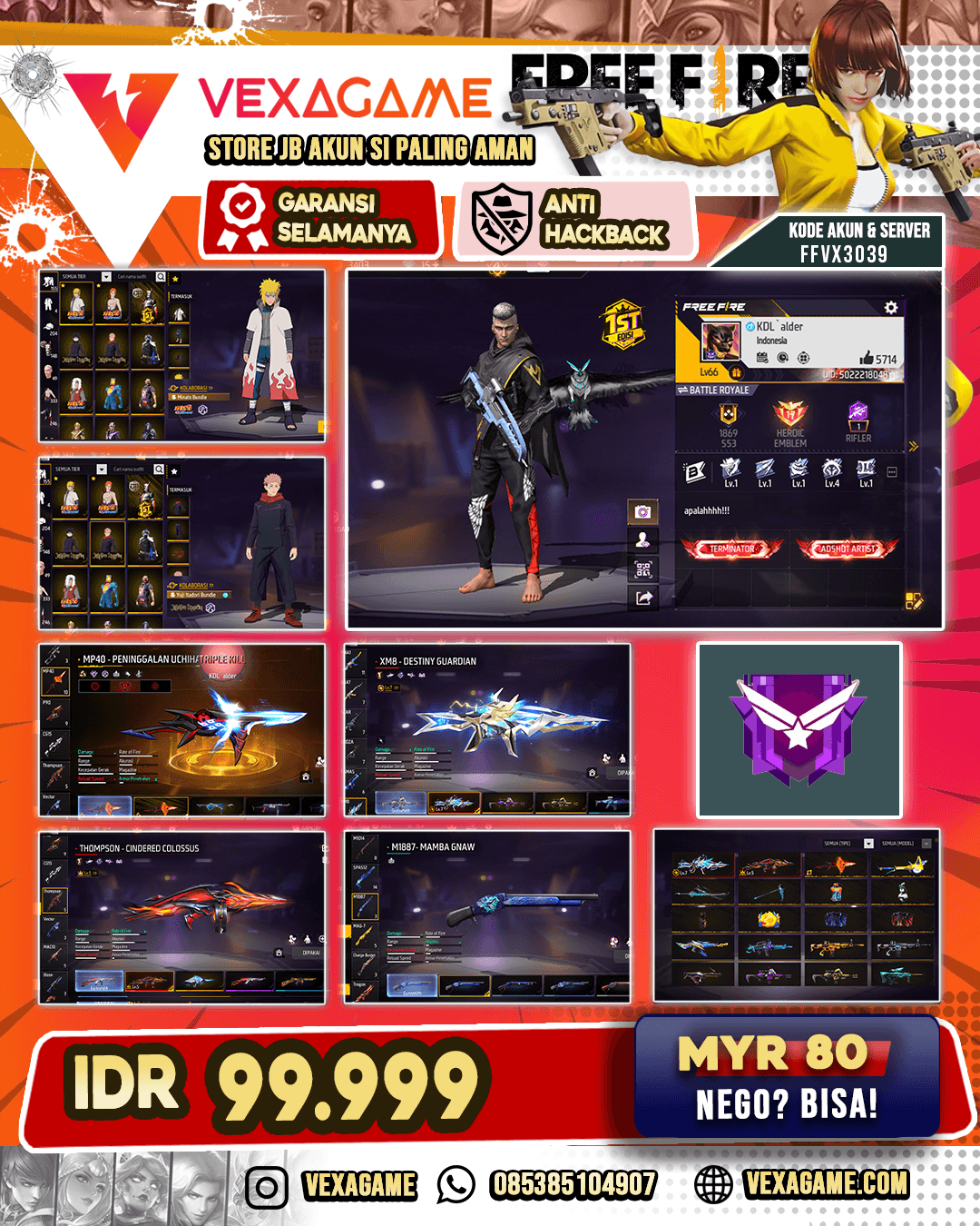 Bundle Galactic Bunny | Celana Angel Putih | 1 EVO Gemuk | M4A1 3 Rasa | Trogon Rubyshot