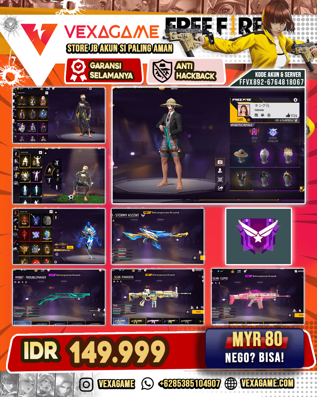 SG Trouble Maker | SCAR Cupid | SCAR Paradise | M4A1 Stormy Ascent | Backpack Hybrid Explosion | Bundle JJK | Vault 150+