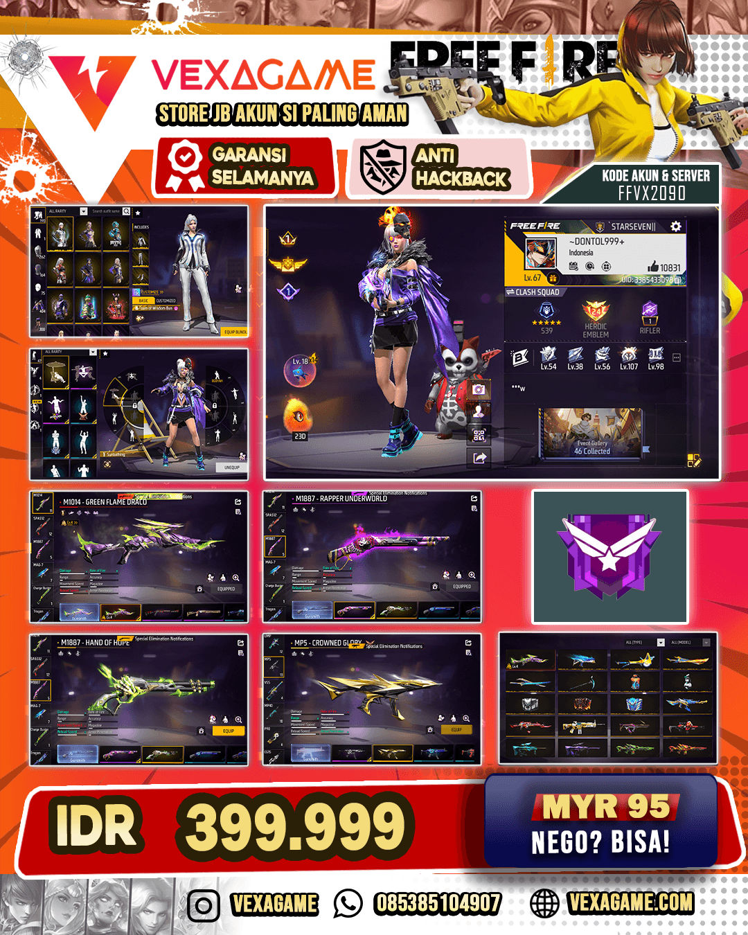 1 Evo lv4 | SG Lumut X SG Rapper | Vault 400++ | Emot 47 |