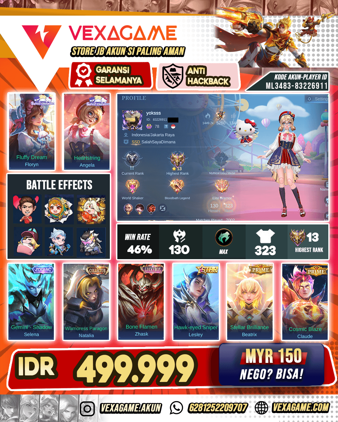 Angela Sanrio | Skin 300 ++ | Hero + Emblem MAX