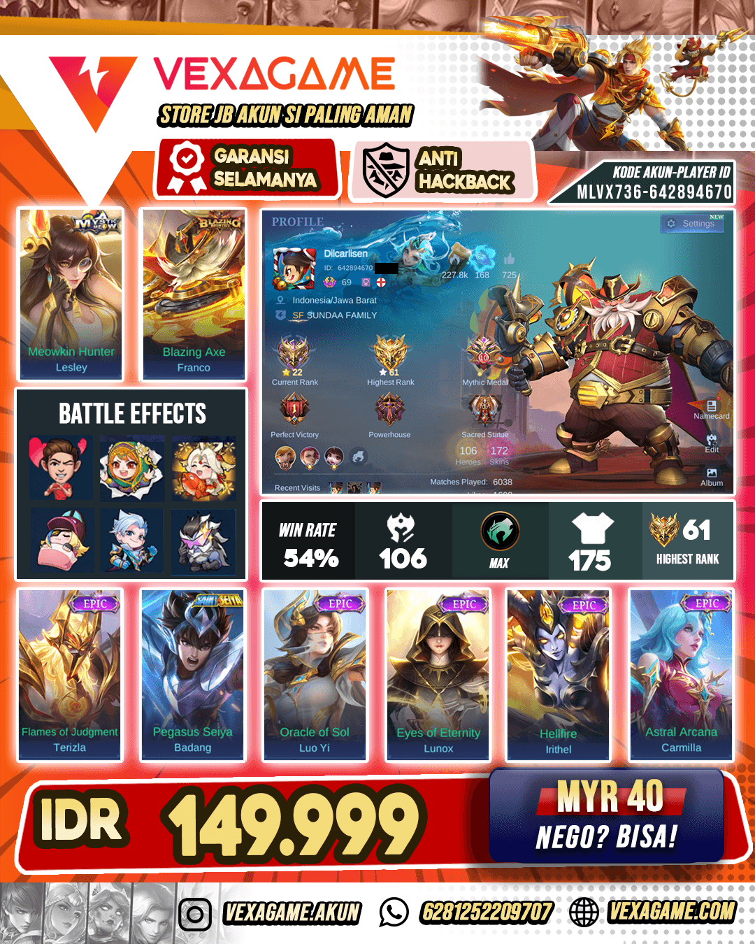 Franco Blazing X Freya Epic Murah