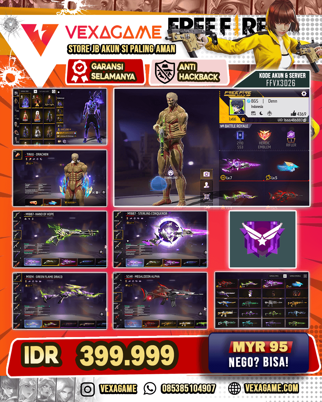 4 EVO - 2 MAX - 2 OTW Gemuk | SG Lumut | Bundle Titan | Bundle Gallactic Bunny | C-Angel Ungu | Jordan X Nyeker | Vault 400