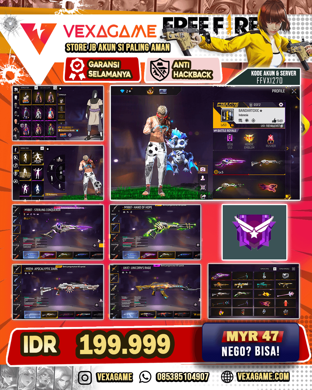 SG 2 Rasa | 1 Evo | Bundle Orocimaru | M4A1 Sunrise Realm | SCAR Paradise |  AUG Aqua Firetaming |  Mp5 Crowned Glory |