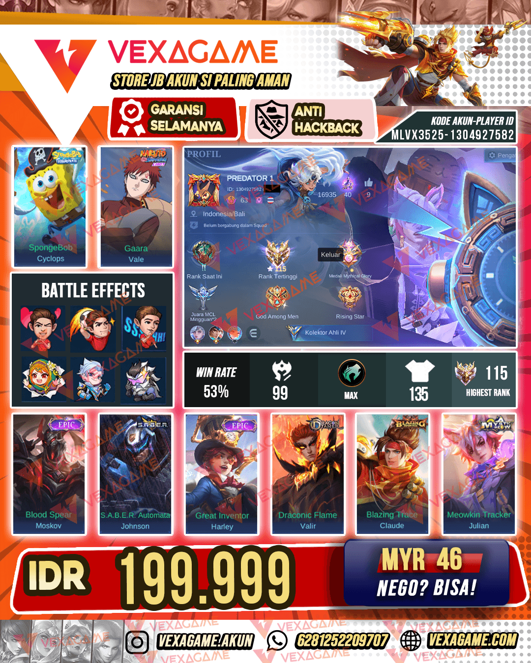 Cyclops Spongebob | Vale Gaara | Emblem MAX | Ex Immortal