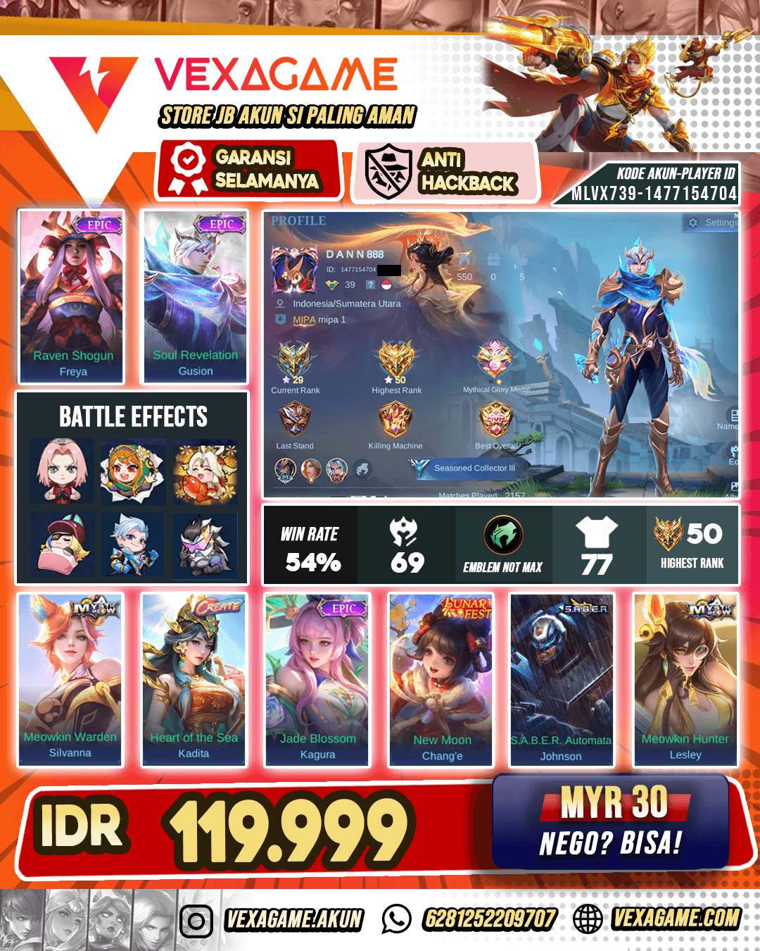 Gusion Epic Murah