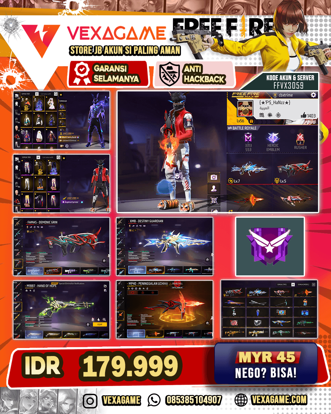 EVO XM8 MAX | EVO FAMAS OTW Gemuk | Groza Yuji Itadori X MP40 Uchiha | Bundle Galactic Bunny | C-Angel Merah | Jordan X Nyeker | Vault 200+