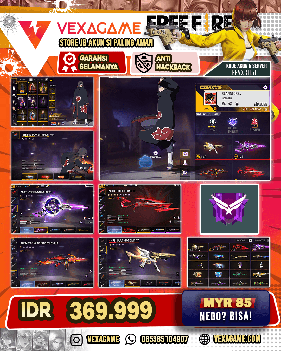 EVO SG2 MAX | EVO SG Panjang X MP5  X Tompson OTW Gemuk | MAP-7 Galaxy Monstron | Bundle Itachi | C-Angel Ungu | Vault 200+