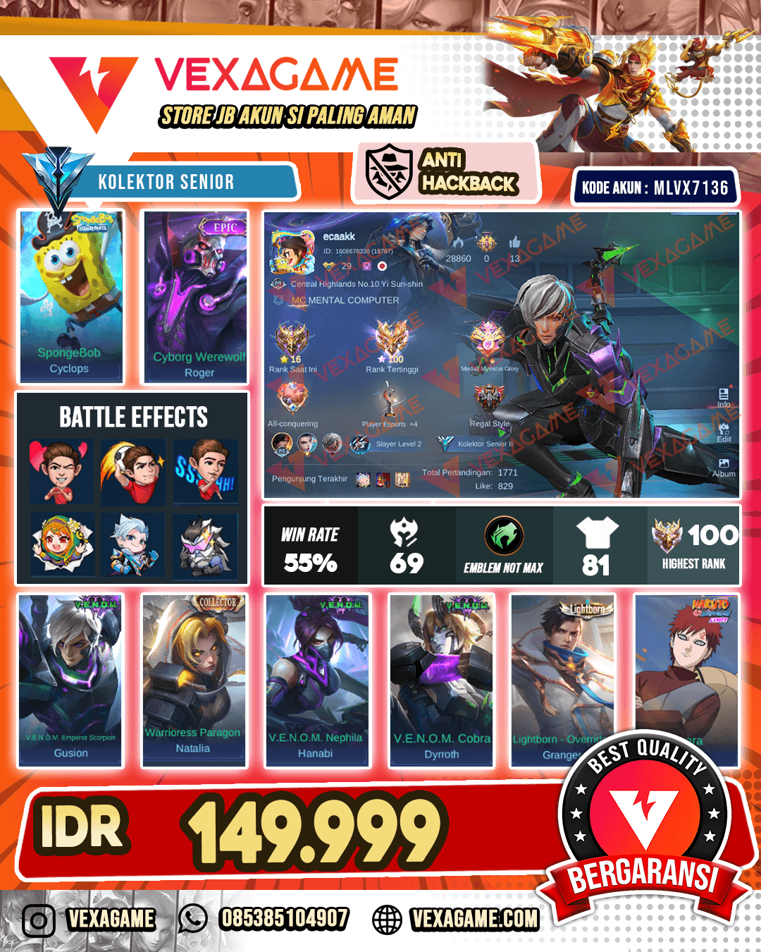 Gusion Venom | Toger Epic | Ex Imo