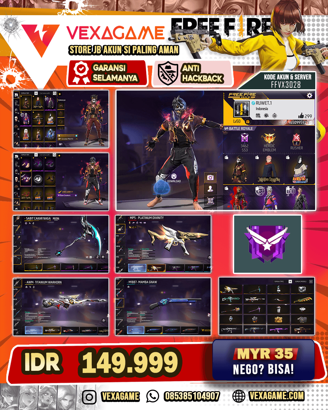 EVO MP5 OTW Gendut | SG 2 Rasa | Bundle Face Joker V2 | C-Angel Merah X putih | Jordan X Nyeker | Vault 80+