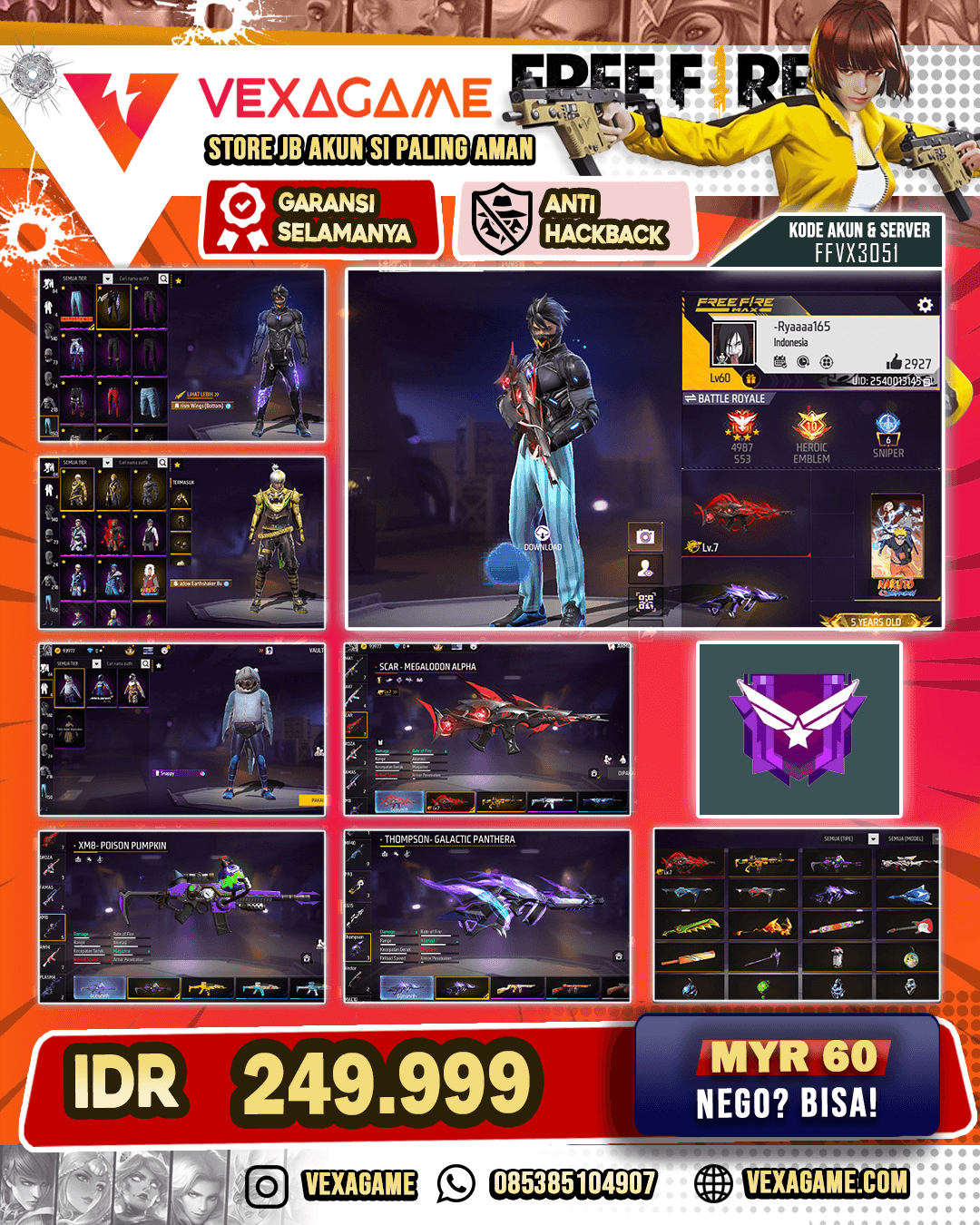 EVO SCAR MAX | Tompson Galactic Panthera | HIU ON | C-Angel Ungu | Vault 200+