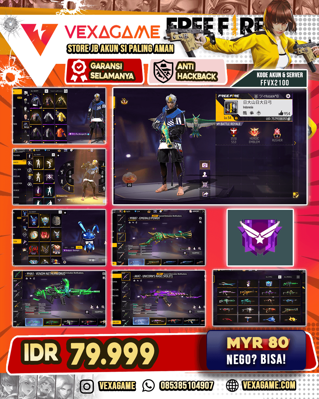 SG Trompet | M4A1 Venom Netherworld | Xm8 Poison Pumkin |Ak47 Unicorn's Rage Violet | AN 94 Tornado Bolt | Katana On | Vault 100++