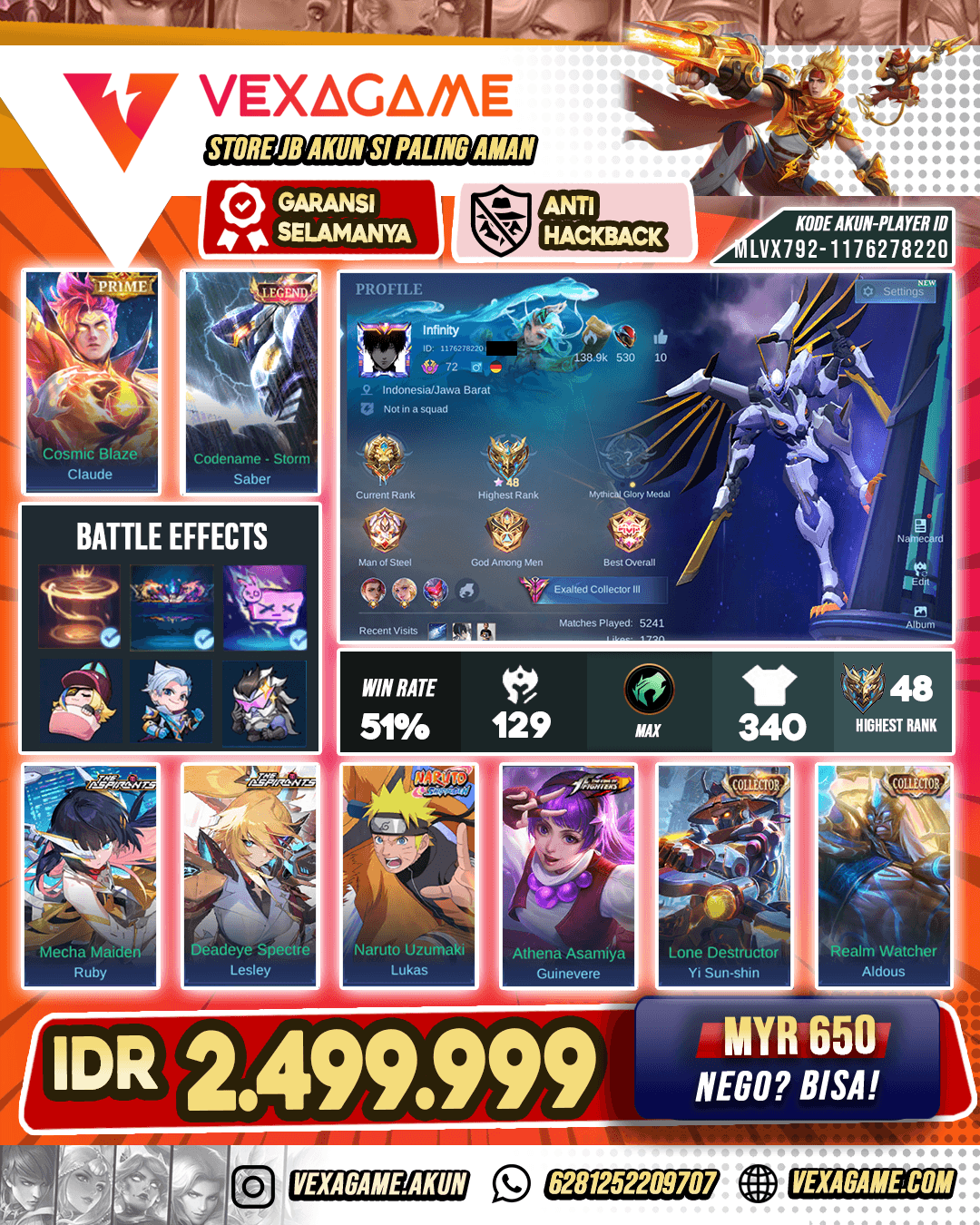 Saber Legend | Lucas Naruto | Yi Shun Shin CC | Recall Tass Tass Merah ON