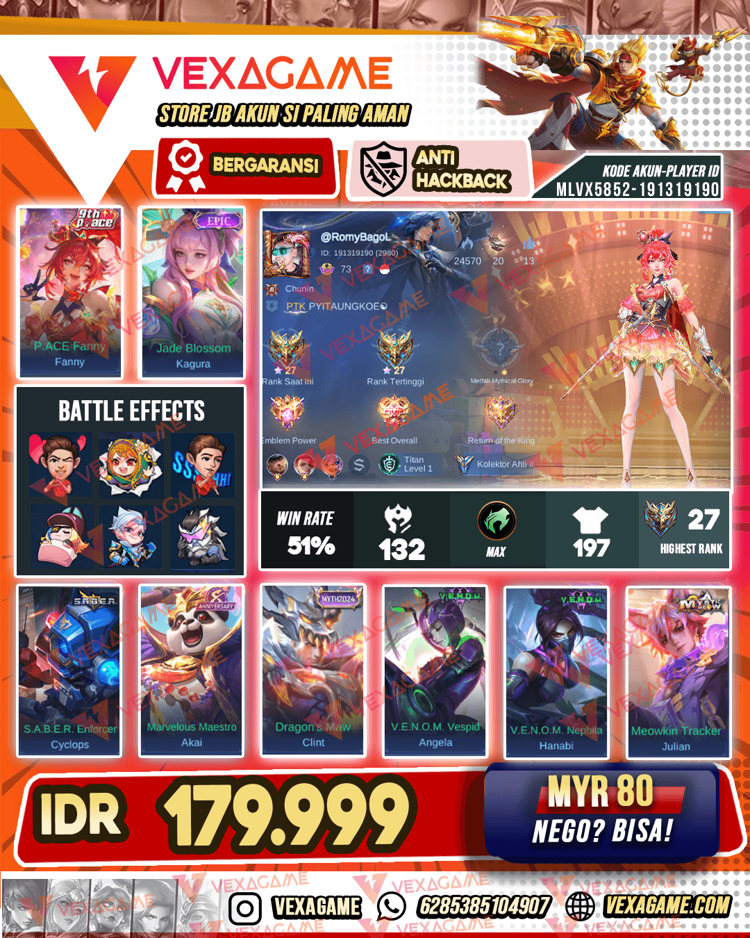Fanny P Ace | Kagura Epic | Emblem + Hero MAX