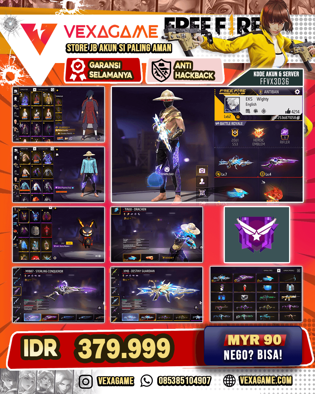 EVO XM8 X Tinju MAX | EVO SG2 OTW Gendut | Madara ON | Topi Jerami | C-Angel Ungu X Merah | Vault 360+