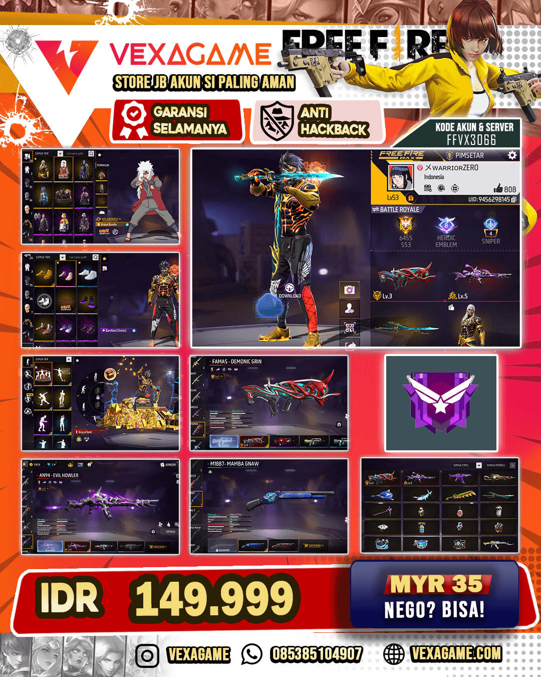 EVO AN94 OTW Gendut | EVO Famas | MP5 Meta Lava | Katana ON | Bundle Jiraya | C-Angel Merah X Ungu | Vault 75