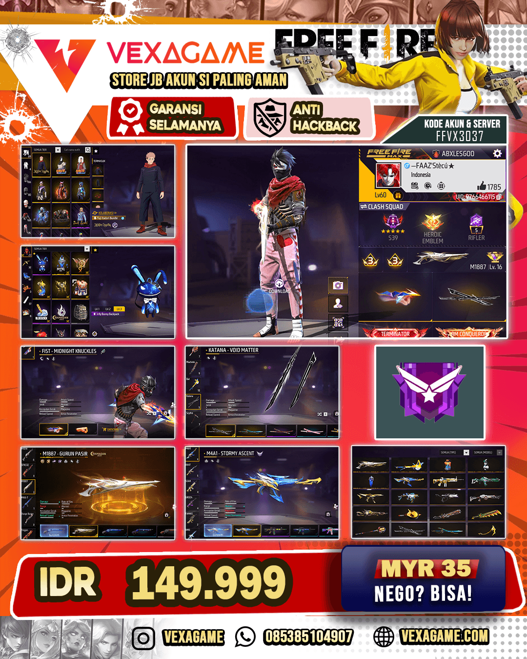 SG Gurun X 2 Biru | Katana X Tinju ON | Bundle Jiraya X Orochimaru X Yuji Itadori | Backpack Bunny | Vault 160+