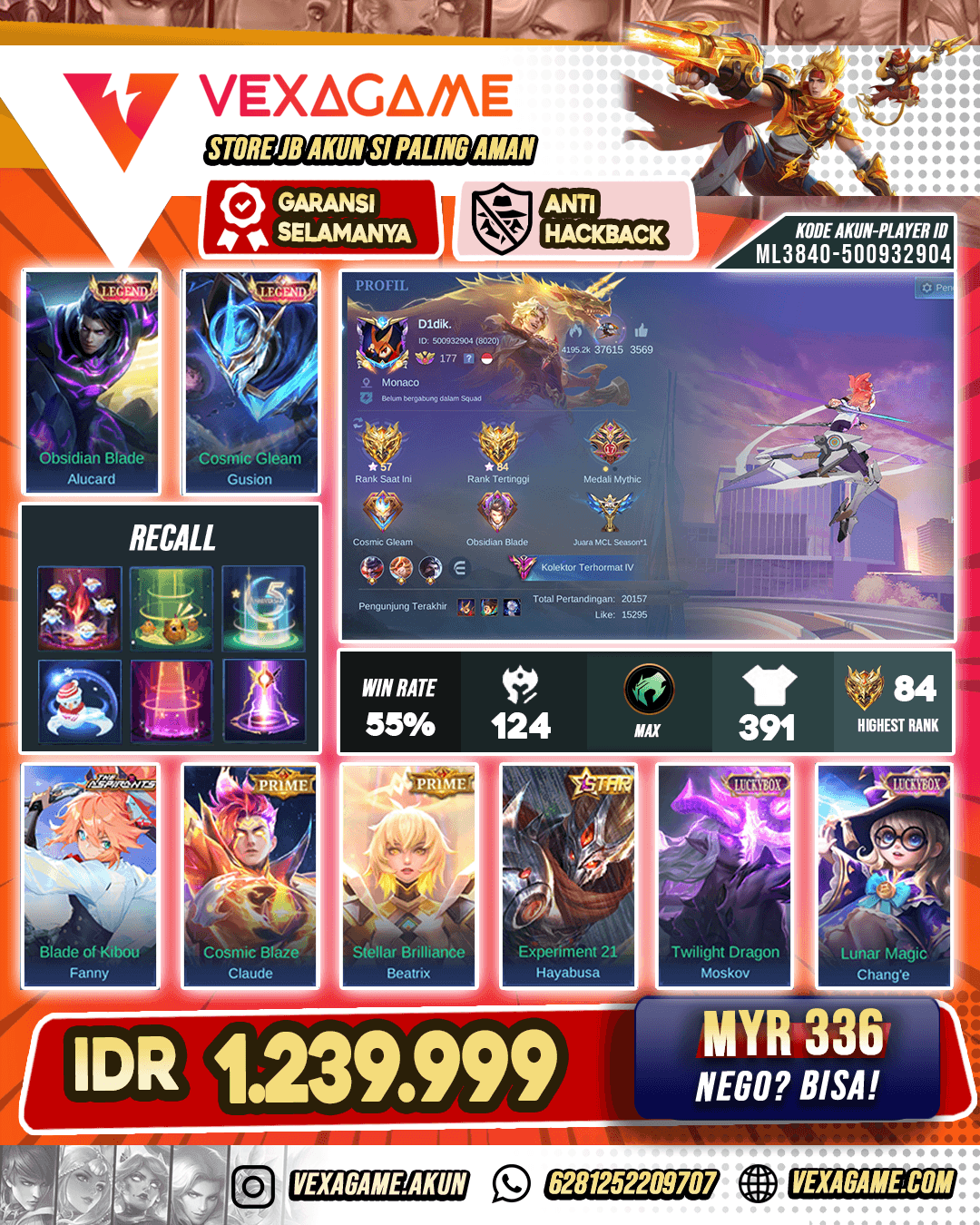 Alucard & Gusion Legend + Fanny Aspirants