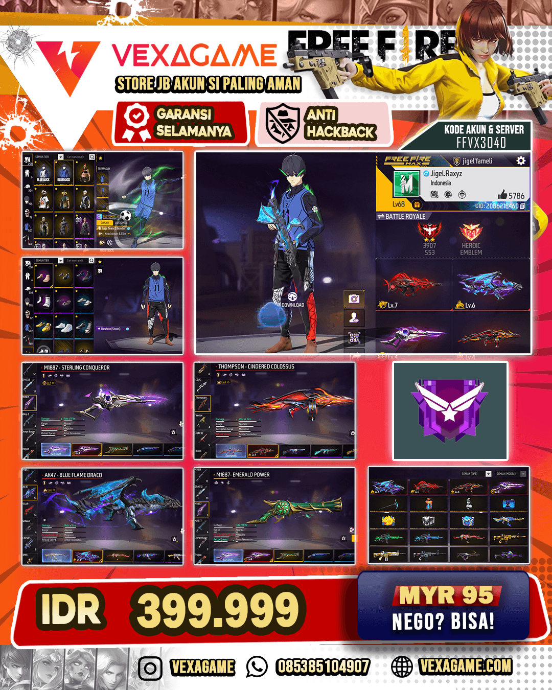 EVO SCAR MAX | EVO AK47 OTW MAX | EVO Tompson X SG2 OTW Gemuk | SG Terompet | Bundle BlueLock | C-Angel Merah | Vault 500+