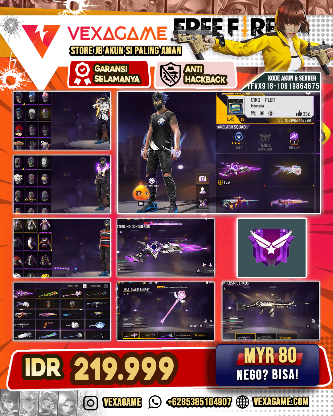 BAT Sweet Energy | SG STerling Conqueror Lv 6 | Woodpecker Crimson Heir | Backpack Kupu Kupu |