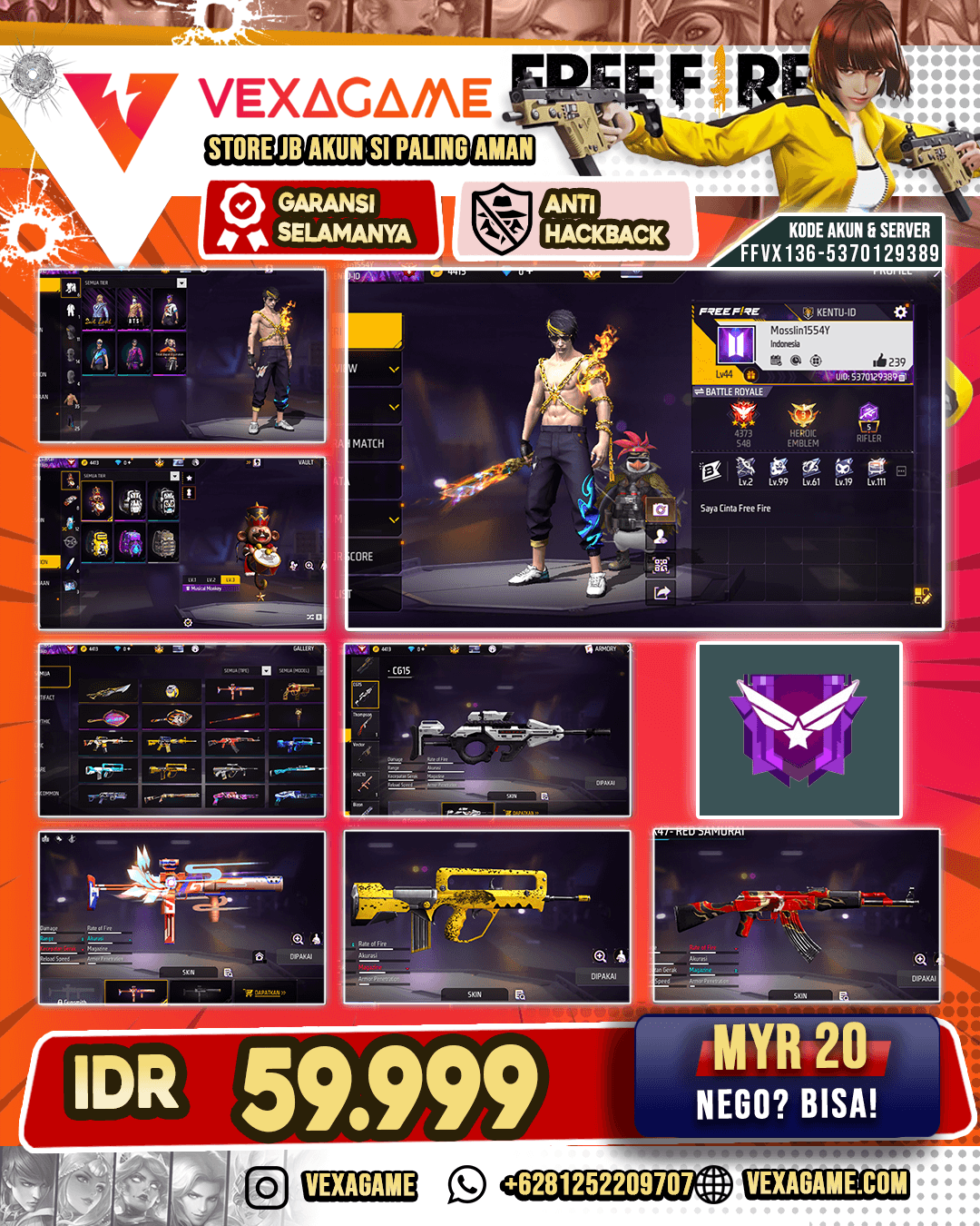 Akun Murah (akun ternonaktif ganti akun ke FFVX143)