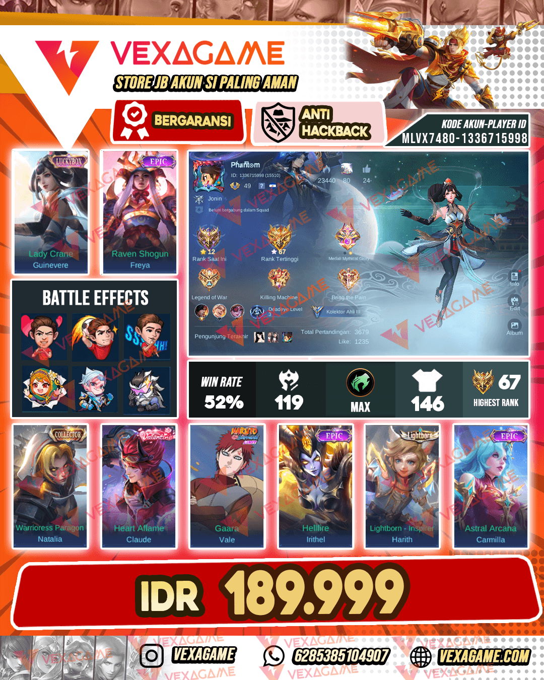 Guinevere Luckybox | Freya Epic | Emblem Max