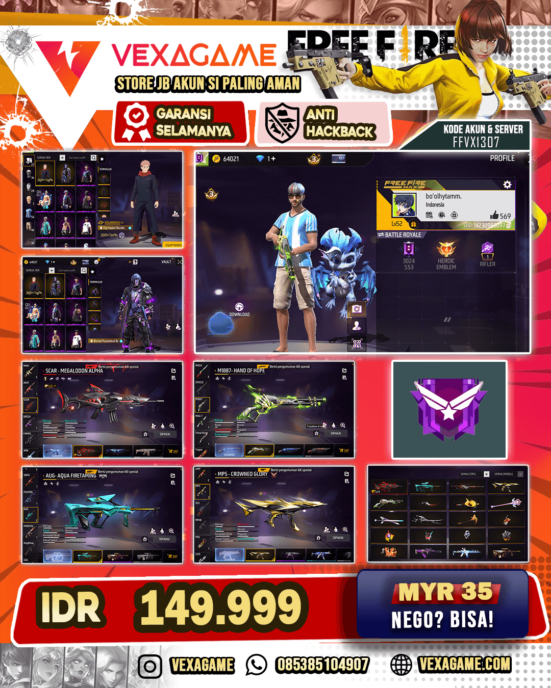 1 EVO - SCAR LVL 5 | SG LUMUT | AUG AQUA FIRETAMING | M82B ENVIOUS DESIRE | MP5 CROENED GLORY | BUNDLE JJK | BUNDLE BURIED PURPLEDUST