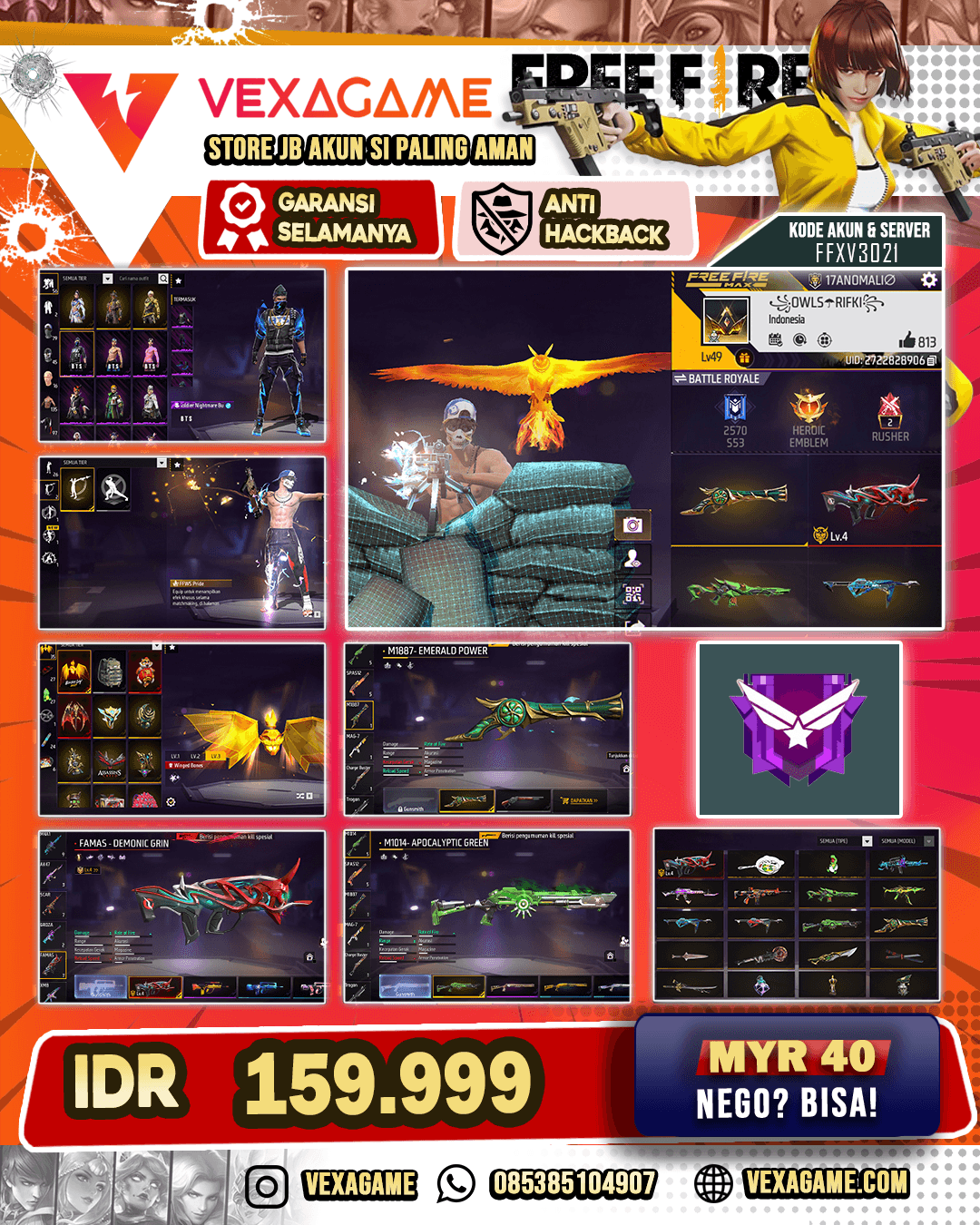 SG Terompet | EVO FAMAS OTW Gemuk | C-Angel Merah | Turtleneck Putih | Vault 130+