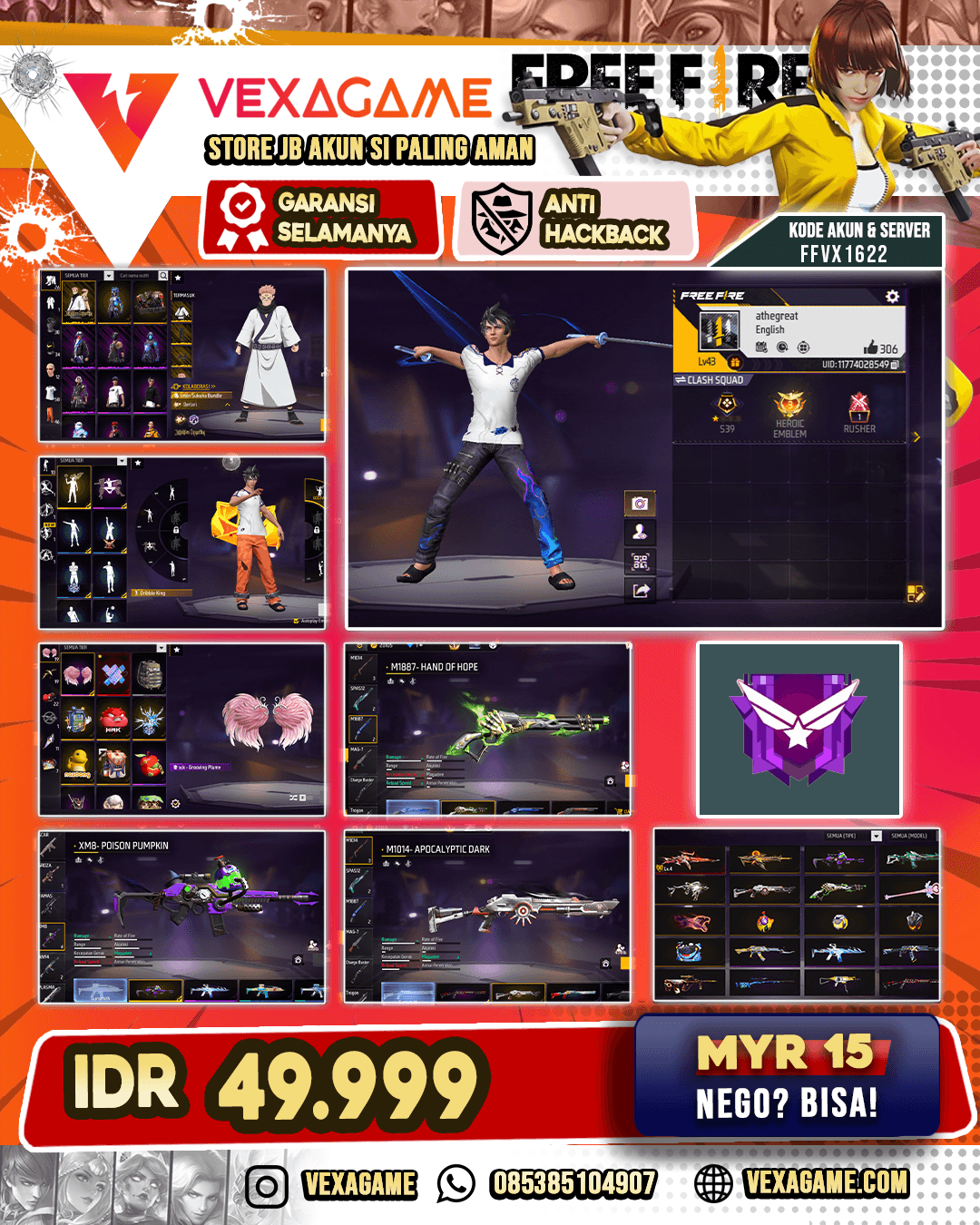 Bundle Sukuna | SG Lumut | SG Panjang Apocalyptic Dark | AN94 Tornado Bolt | M4A1 Sunrise Realm