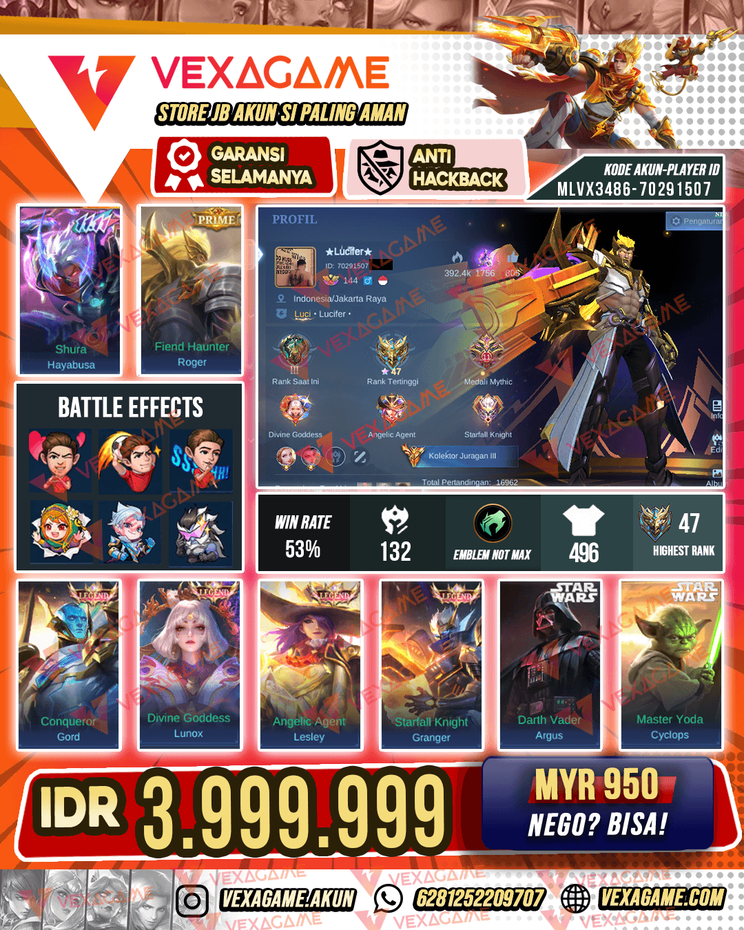 Akun Mewah Super Langka Roger Prime