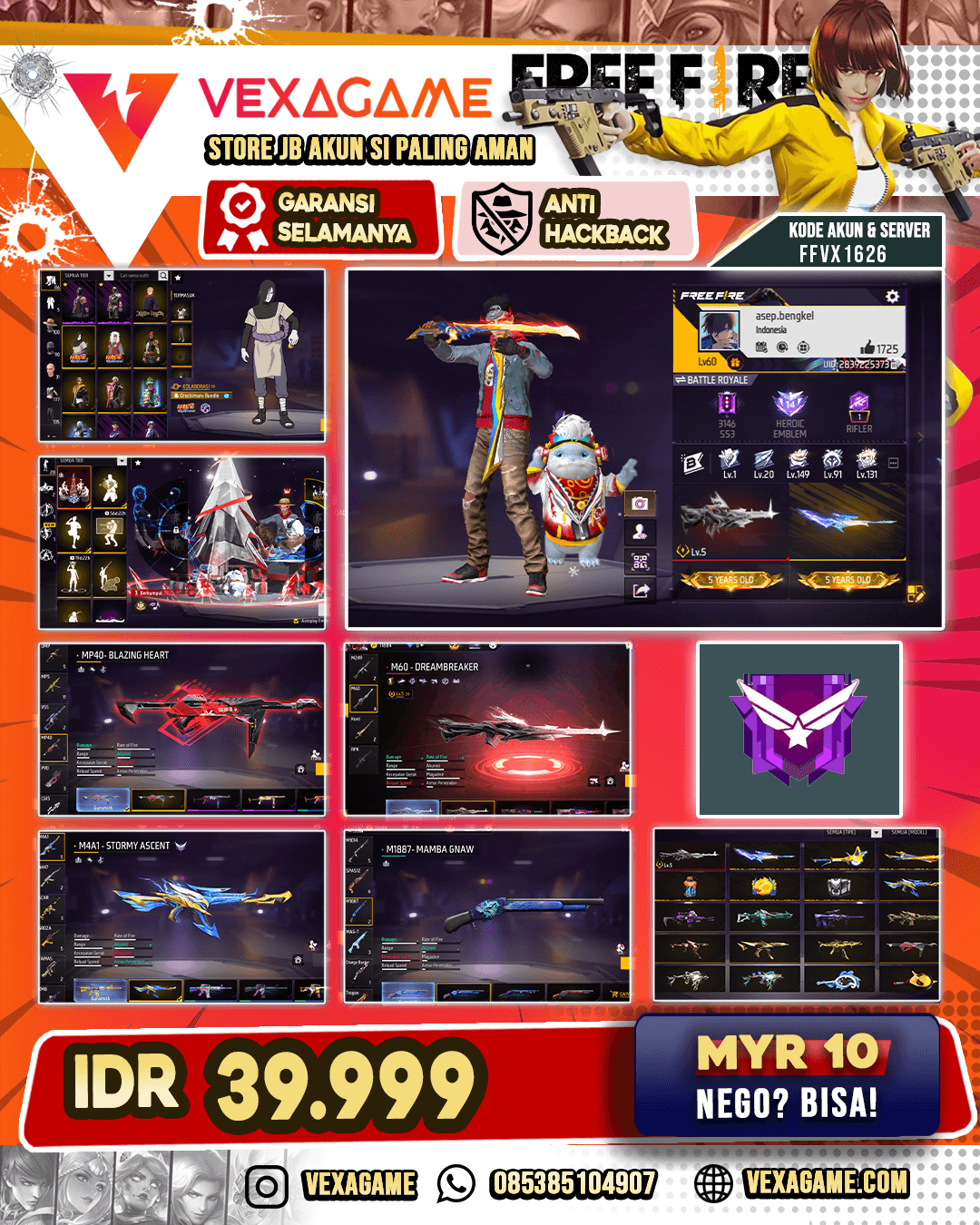 Bundle Jiraiya X Orochimaru | Topi Jerami | Anim Lobby | M60 Dreambreaker Lv 5 | M4A1 Stormy Ascent | UMP Dawn Voyage | MP40 Blazing Heart