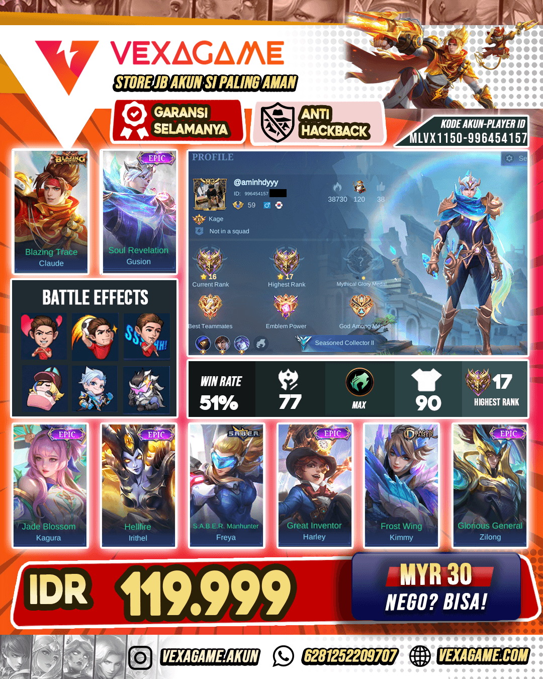 Gusion Epic Murah