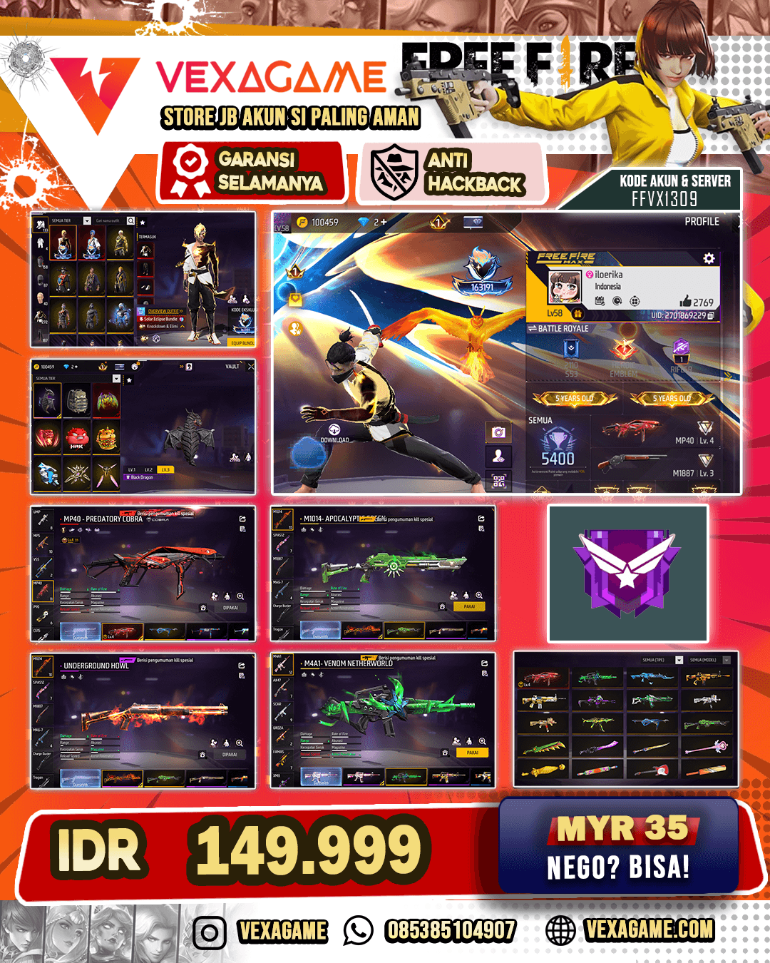 EVO MP40 | SG PANJANG INCUBATOR | M4A1 INCUBATOR | BACKPACK BLACK DRAGON | VAULT 250+