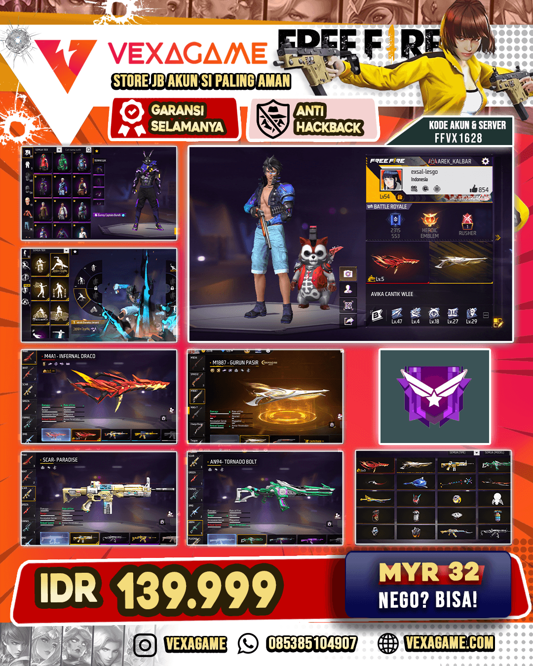 Bunny Captain Bubdle | M4A1 Infernal Draco Lv 4 | SG Gurun | SCAR Paradise | AN94 Tornado Bolt | Vault Otw 100