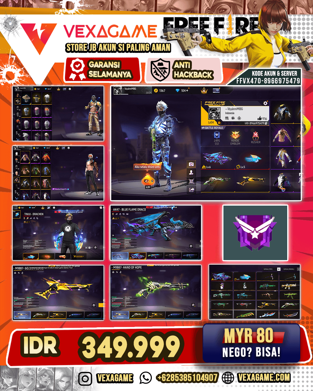 EVO AK47 OTW MAX | SG GOLDEN | SG LUMUT | EVO TINJU MAX | VAULT 140+
