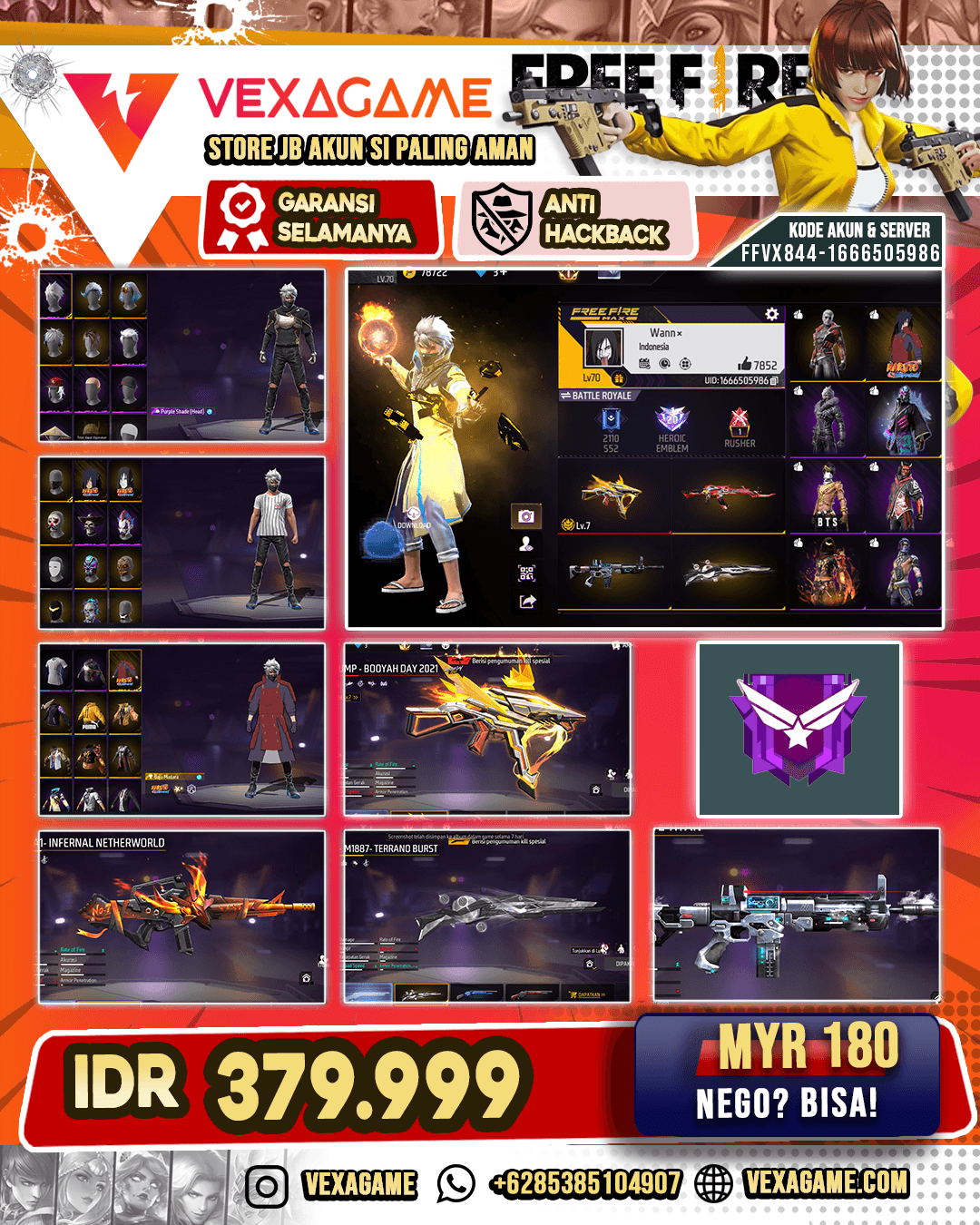 VAULT 500+ GAGAH |  MAX 1 | SG AQUA PUTIH | MP40 INCUBATOR UTAMA |  SCAR TITAN
