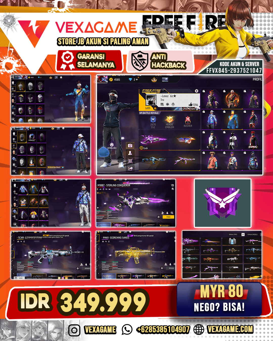 VAULT FULL GAGAH | TOPI FFWS ON | CELANA PENJARA | BUNDLE VOID ON SPEK CS |  EVO SG STERLING OTW MAX | SG 2 RASA |