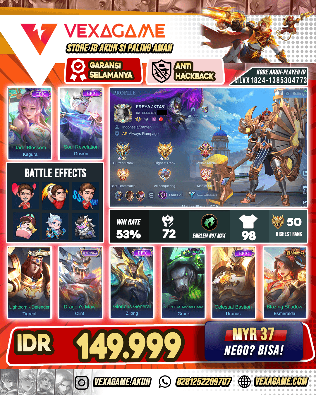 Gusion Epic X Kagura Epic | Ex Glory