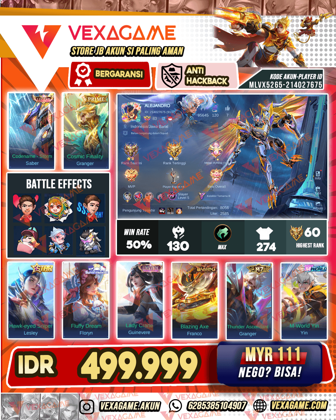 Saber Legend | Granger Prime | Floryn Sanrio | Emblem MAX |