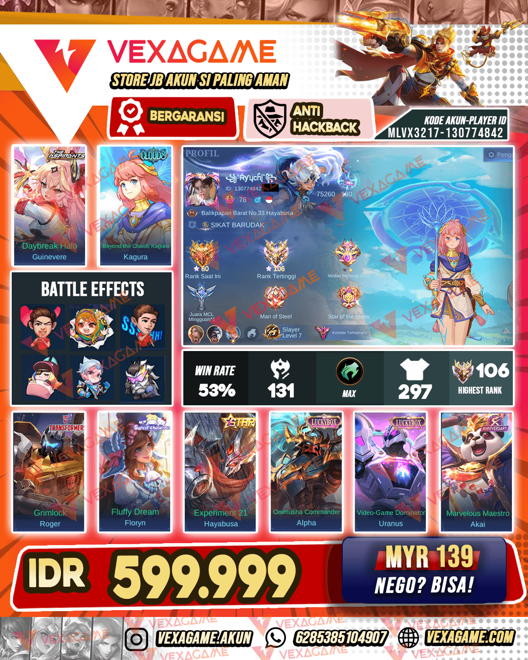 Guinevere Aspirants X Kagura Cloud X 5 Luckybox  l Emblem MAX & Hero MAX