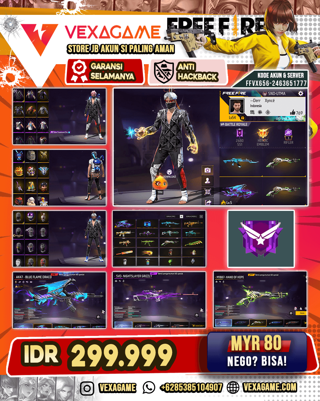 SG LUMUT | AK47 BLUE FLAME DRACO LVL 5 | UMP - GRIZZLY PAPERCUT | SCAR PARADISE | VAULT 150++