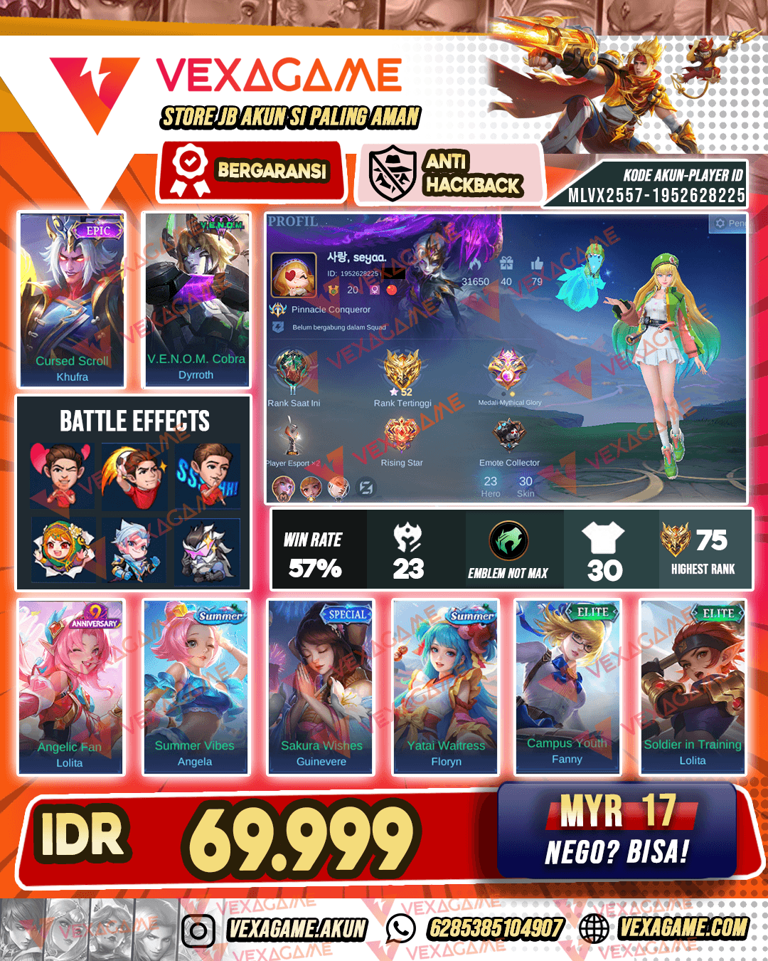 Akun Murah | Polosan  | Ex Glory