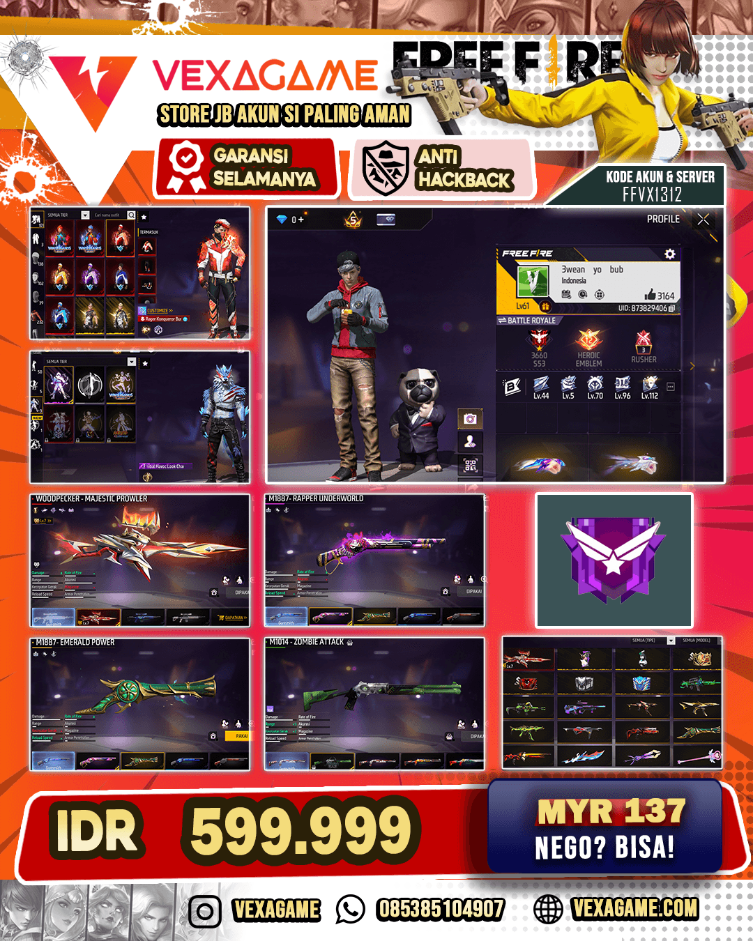 SG REAPER | SG TEROMPET | EVO WOODPECKER MAX | UMP DAWN VOYAGE | MP40 BLAZING HEART | ANIMASI MEDKIT | KAKASHI | VAULT
