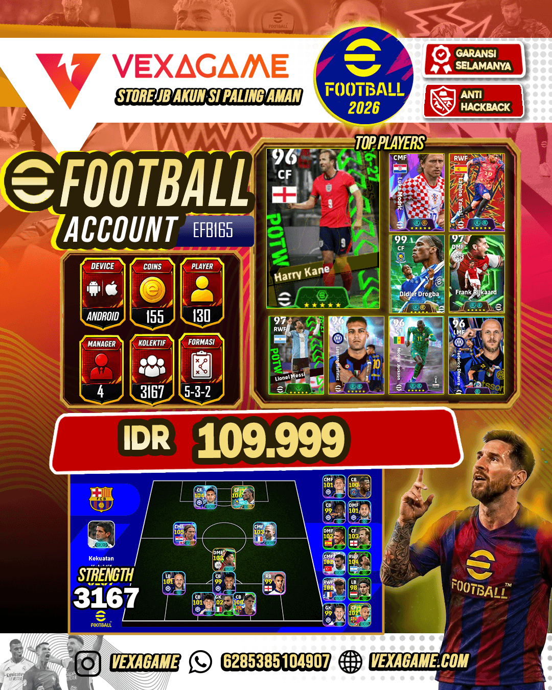 Epic Didier Drogba 106, Luka Modrić 105, Lionel Messi 104, Lautaro Martínez, Harry Kane