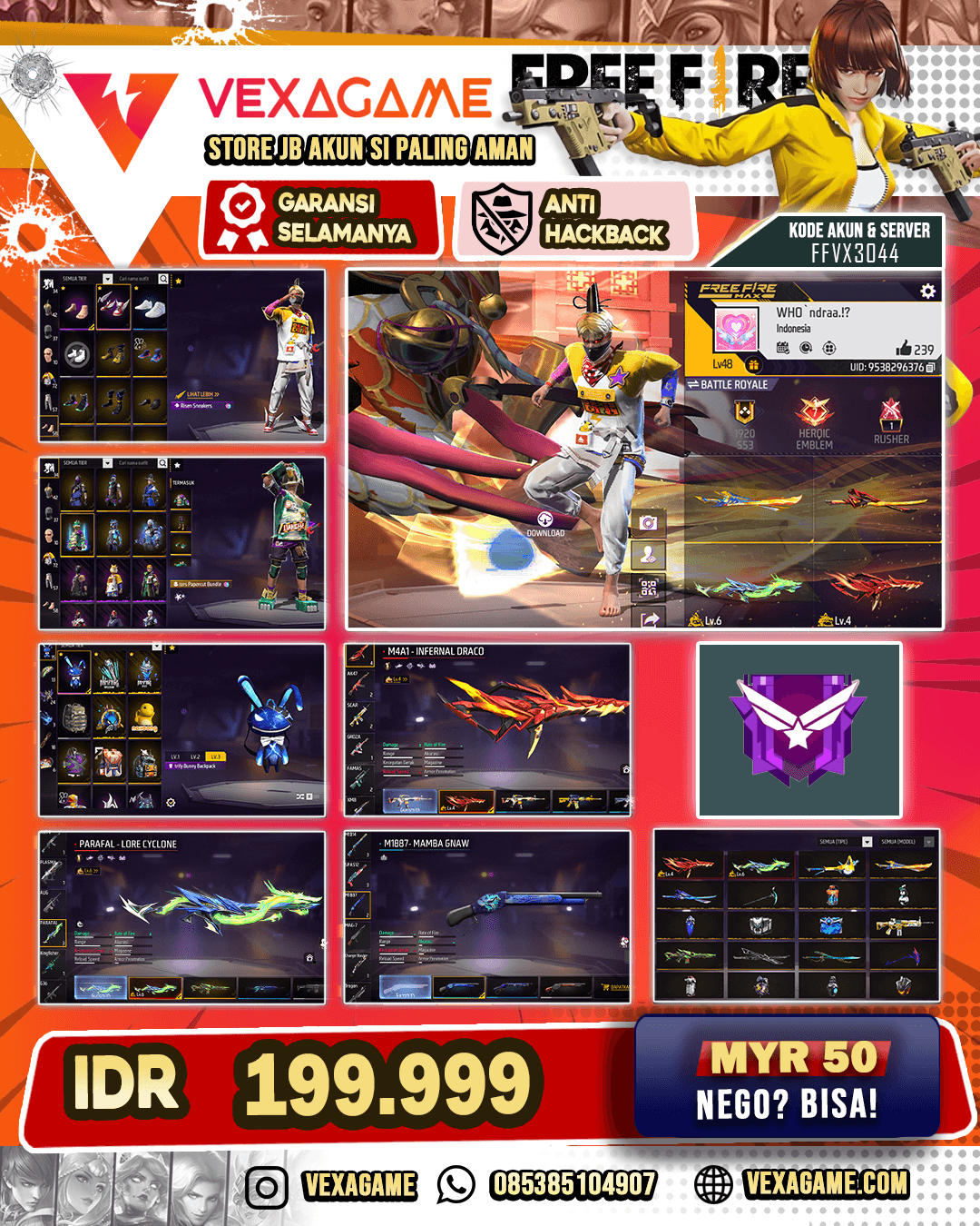 EVO Parafal OTW MAX | EVO M4A1 Otw Gemuk | SG2 Biru 2 | Katana ON | C-Angel Putih | Jordan X Nyeker | Vault 70+