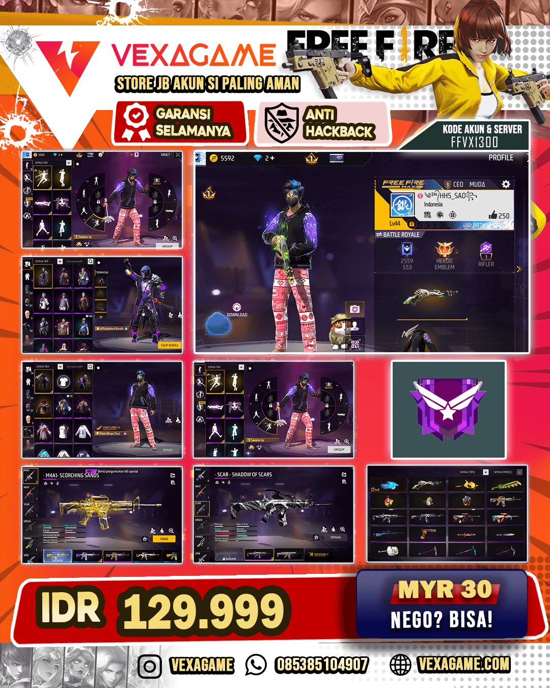 EVO TINJU | SG LUMUT | M4A1 SCORCHING SANDS | TAS BUNNY | VAULT OTW 50